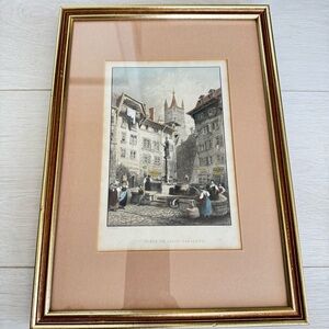 Framed Steel Engraving Drawing by W.H. Bartlett Engraved by W. Wallis Matted